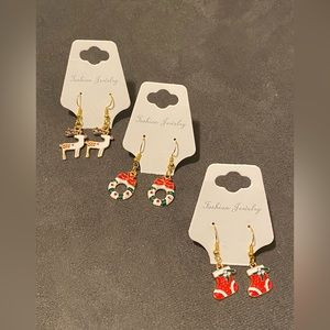 Reindeer wreath stocking earrings fashion jewelry Christmas holiday  woman New